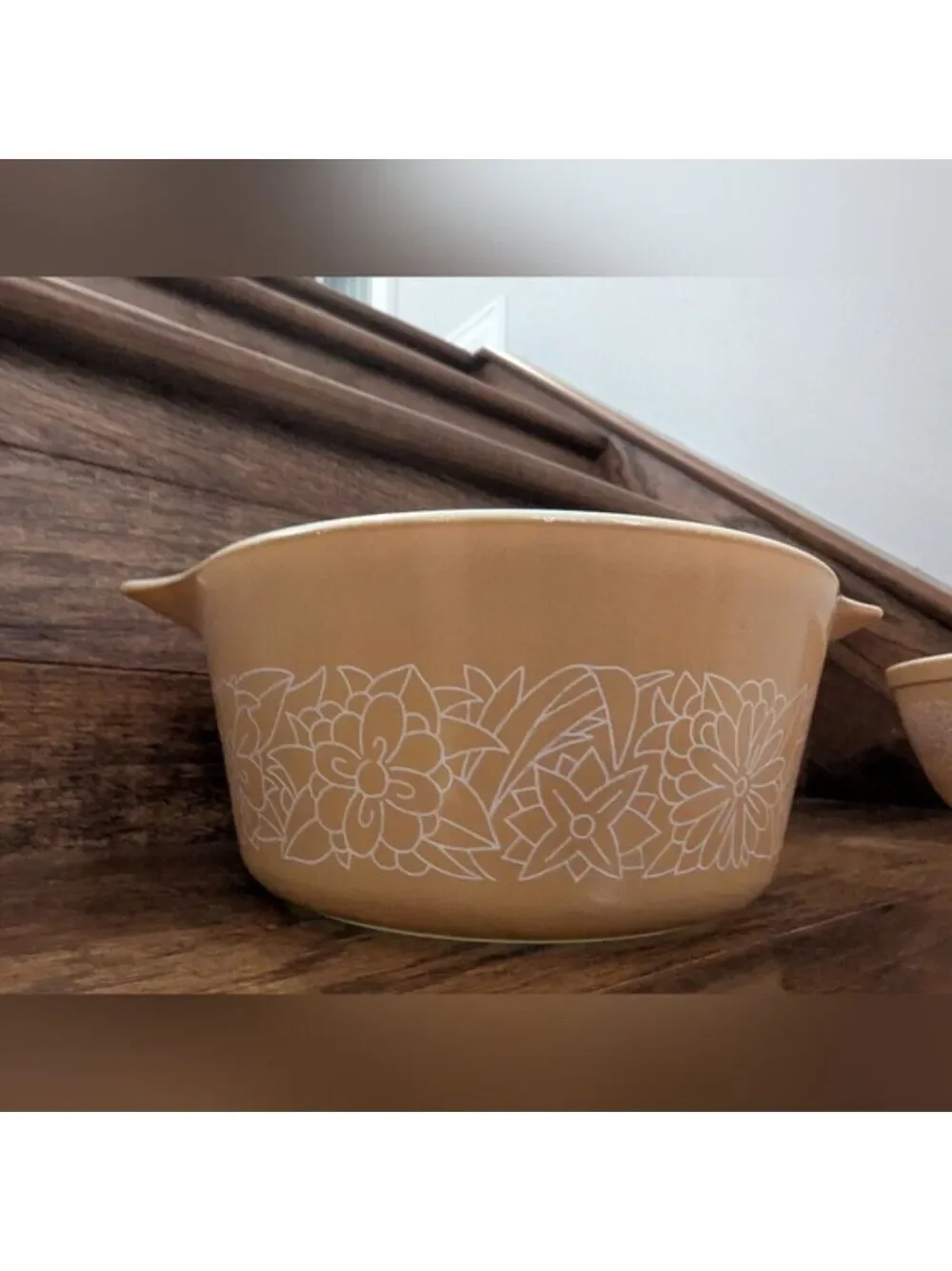Vintage Pyrex - Woodland Brown Mixing Bowl 402 &  Pyrex 474-B Casserole Dish